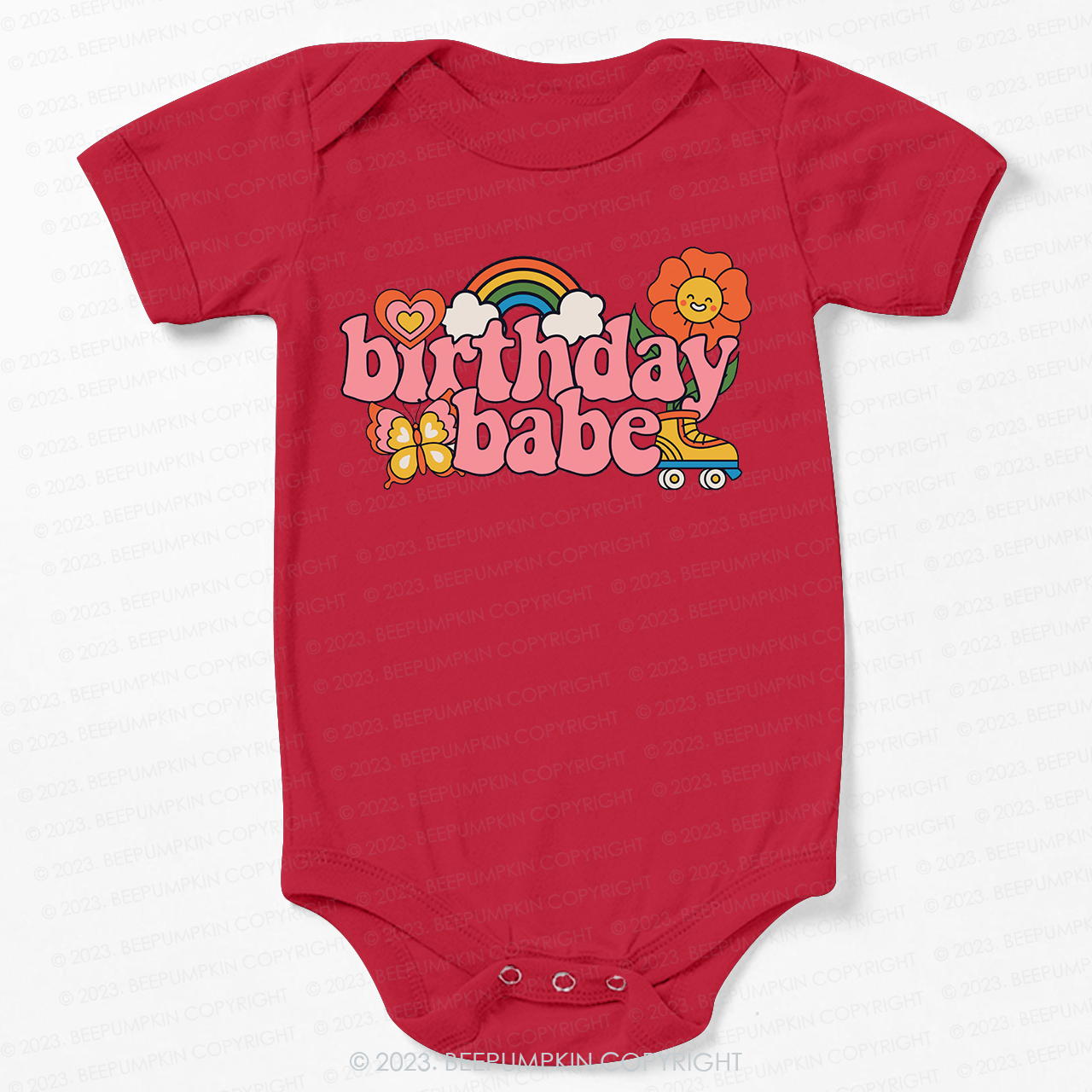 Pink Retro Birthday Babe Bodysuit For Baby
