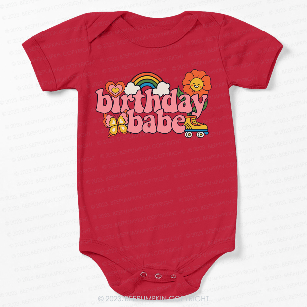 Pink Retro Birthday Babe Bodysuit For Baby