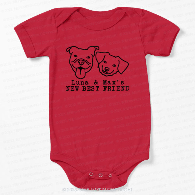 New Best Friend Protected By Dog For Baby Bodysuit