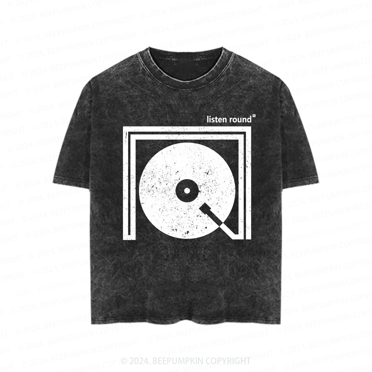 Turntable Record Player Listen Round Toddler&Kids Washed Tees         