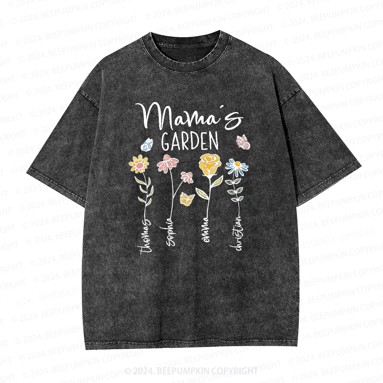 Personalized Mama's Garden Mama Washed T-Shirts 