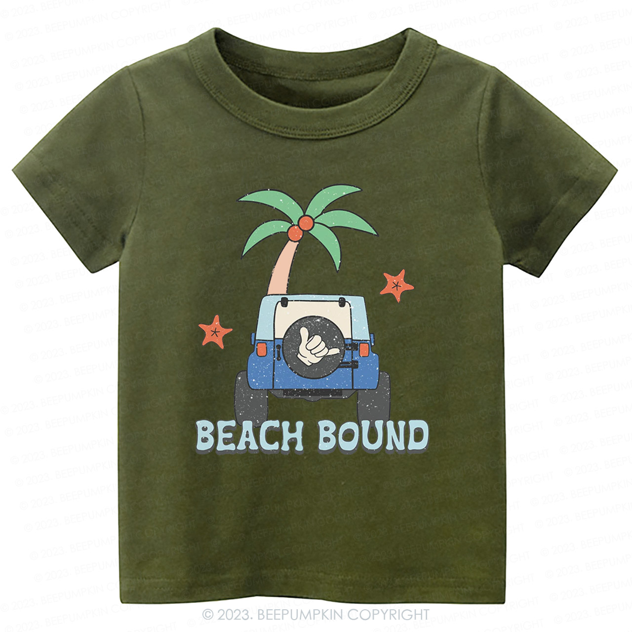 Beach Bound Car And Tree Kids Shirt