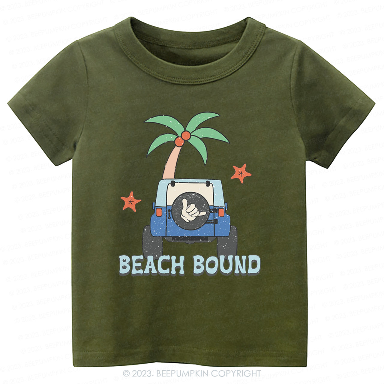 Beach Bound Car And Tree Kids Shirt