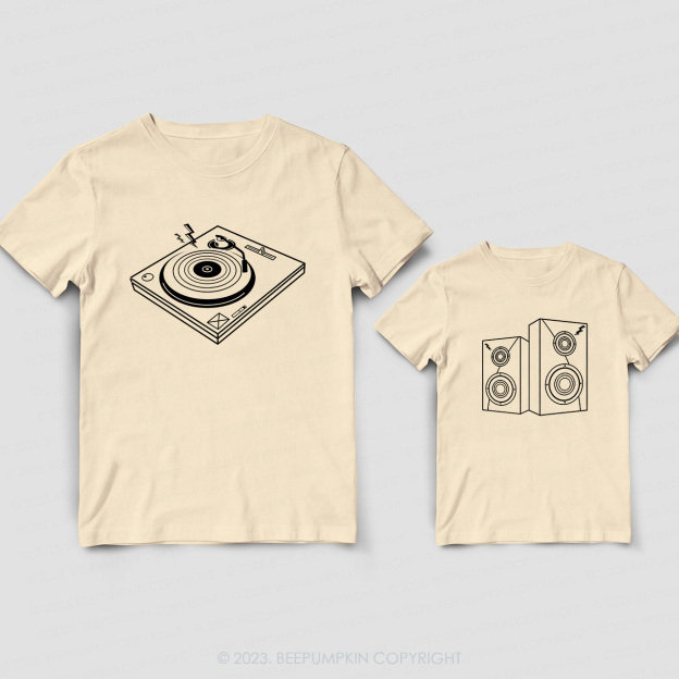 DJ Turntable And Speaker Daddy And Me Matching Shirt