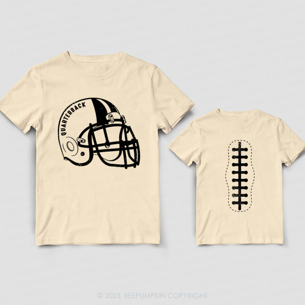 Quarterback Helmet And Football Daddy And Me Matching Shirt