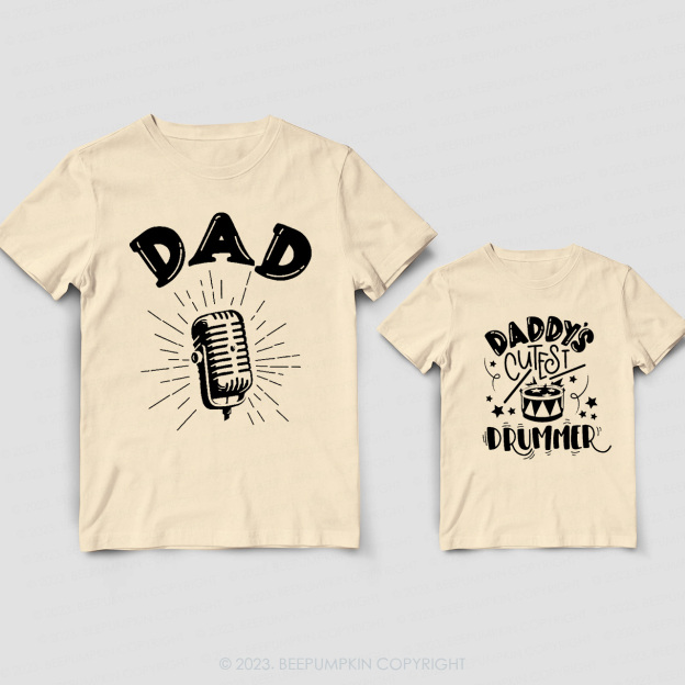 Cutest Drummer Musician Daddy And Me Matching Shirt