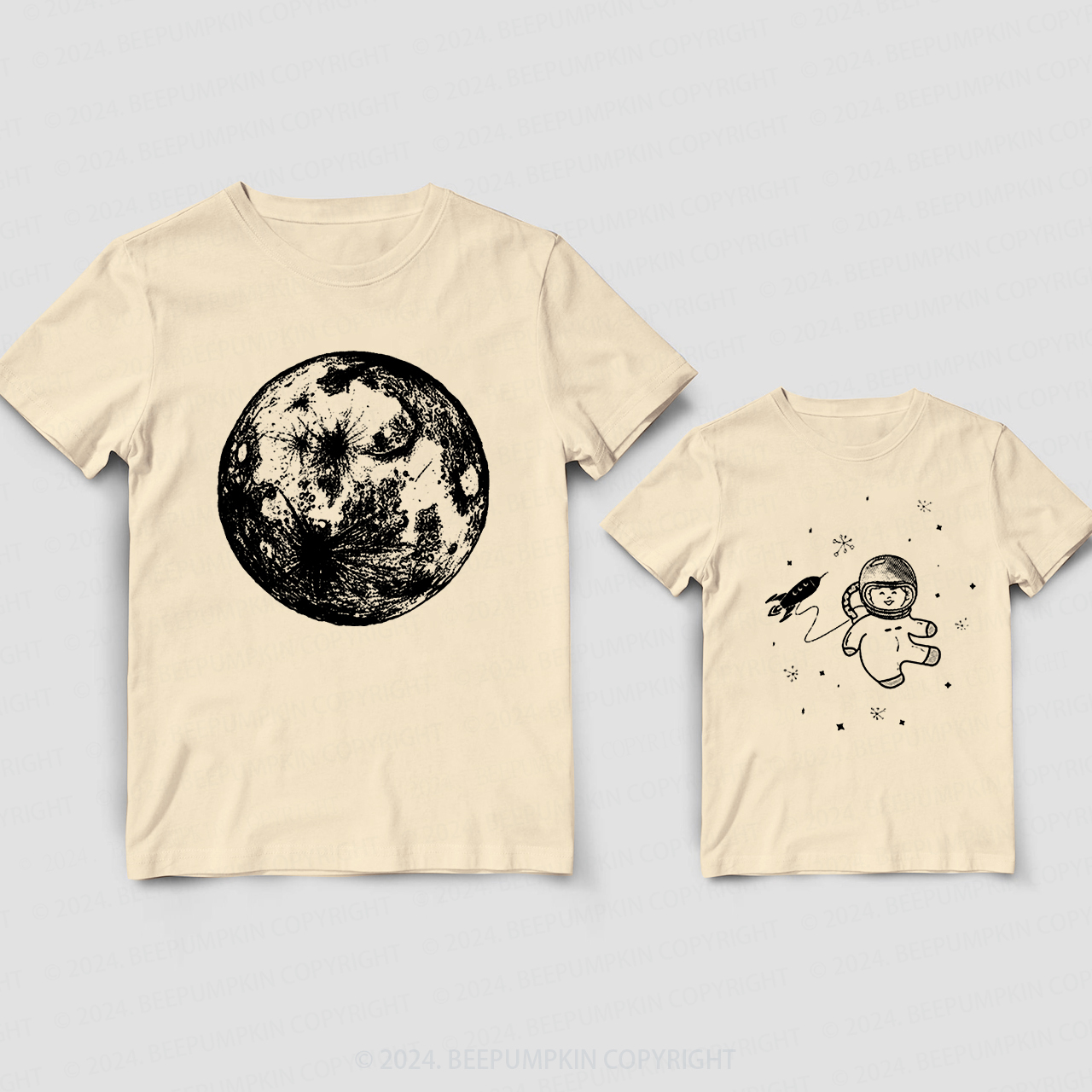 Moon And Astronaut  Daddy And Me Matching Shirt