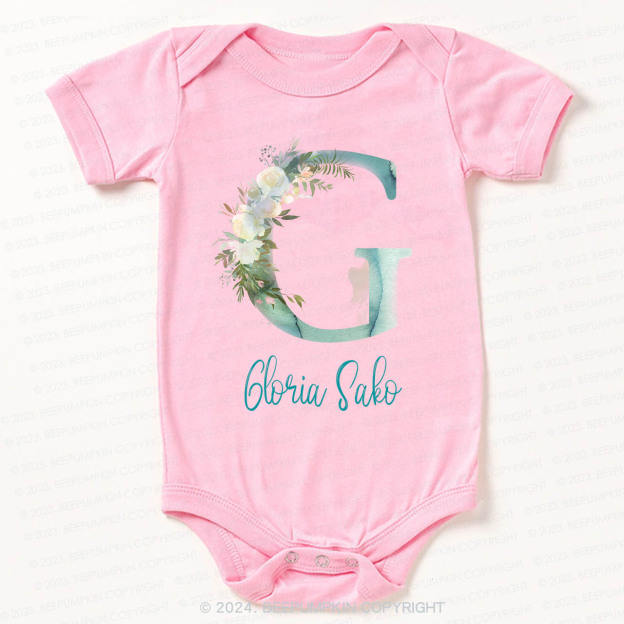 Personalized Green Florals Bodysuit For Baby 