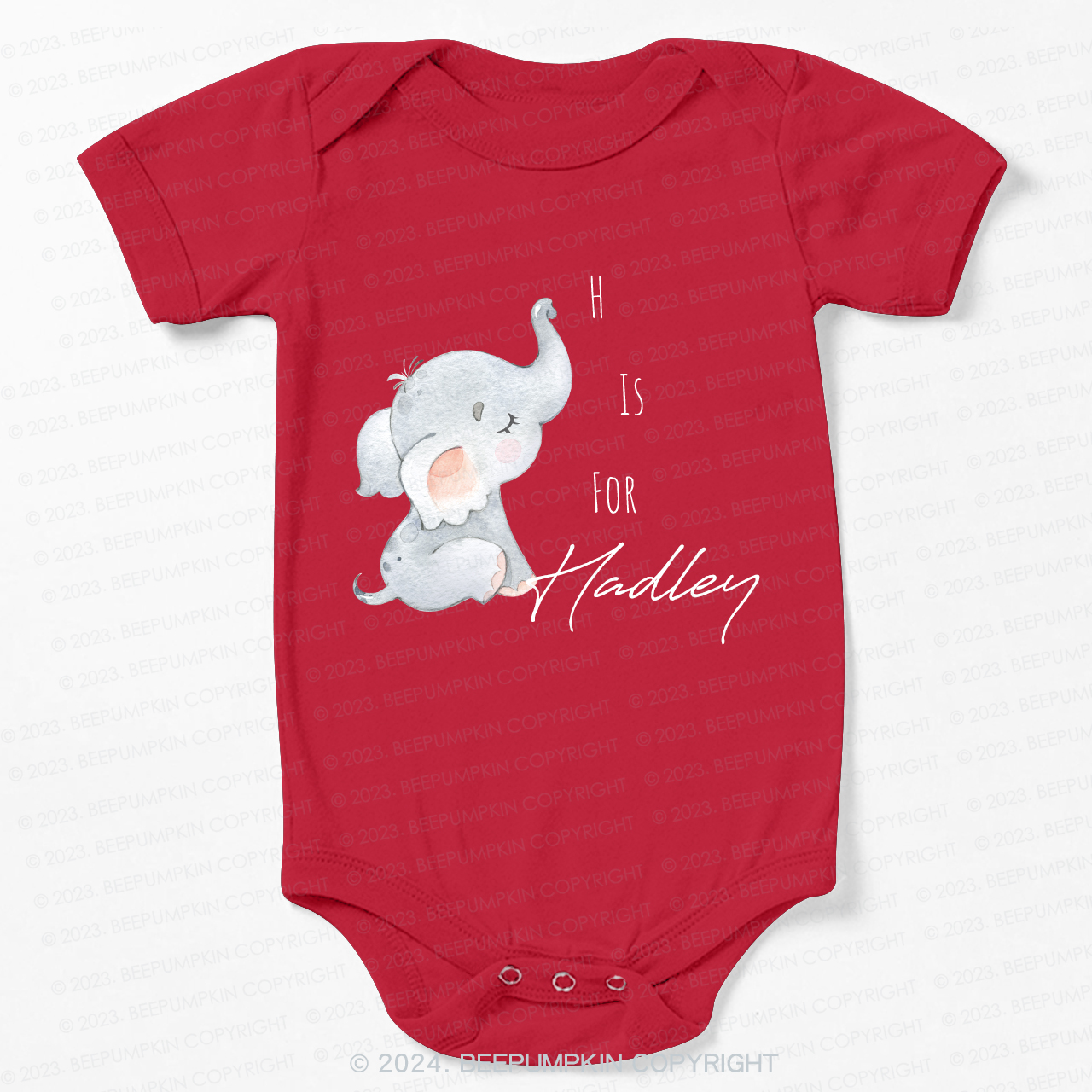 Personalized Elephant Letter Bodysuit For Baby 
