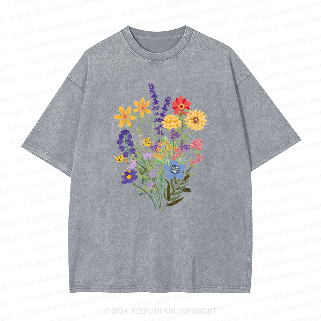 Flowers Lover Mama Washed T-Shirts 