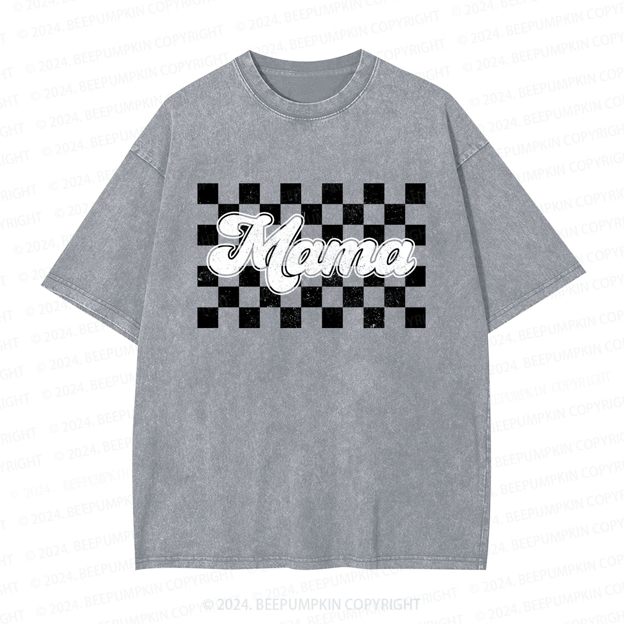 Checkered Cool Mama Washed T-Shirts 