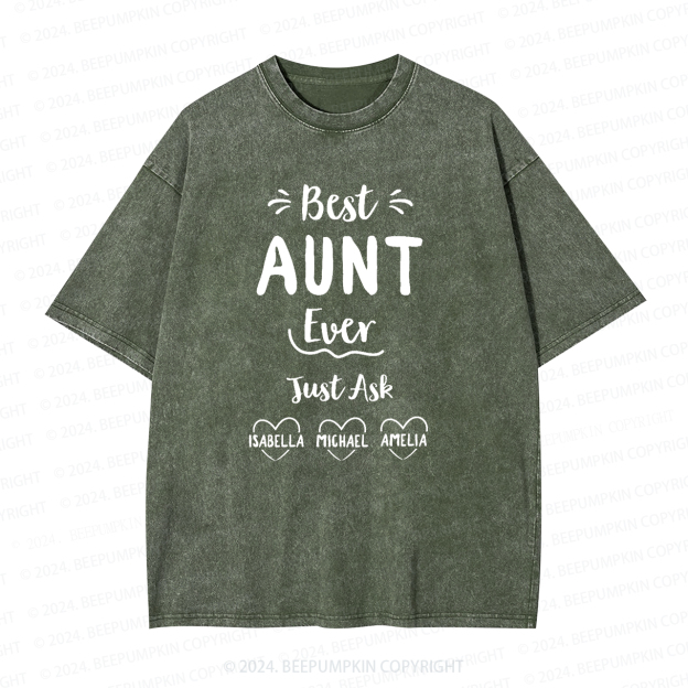 Personalized Best Ever Aunt Washed Tees