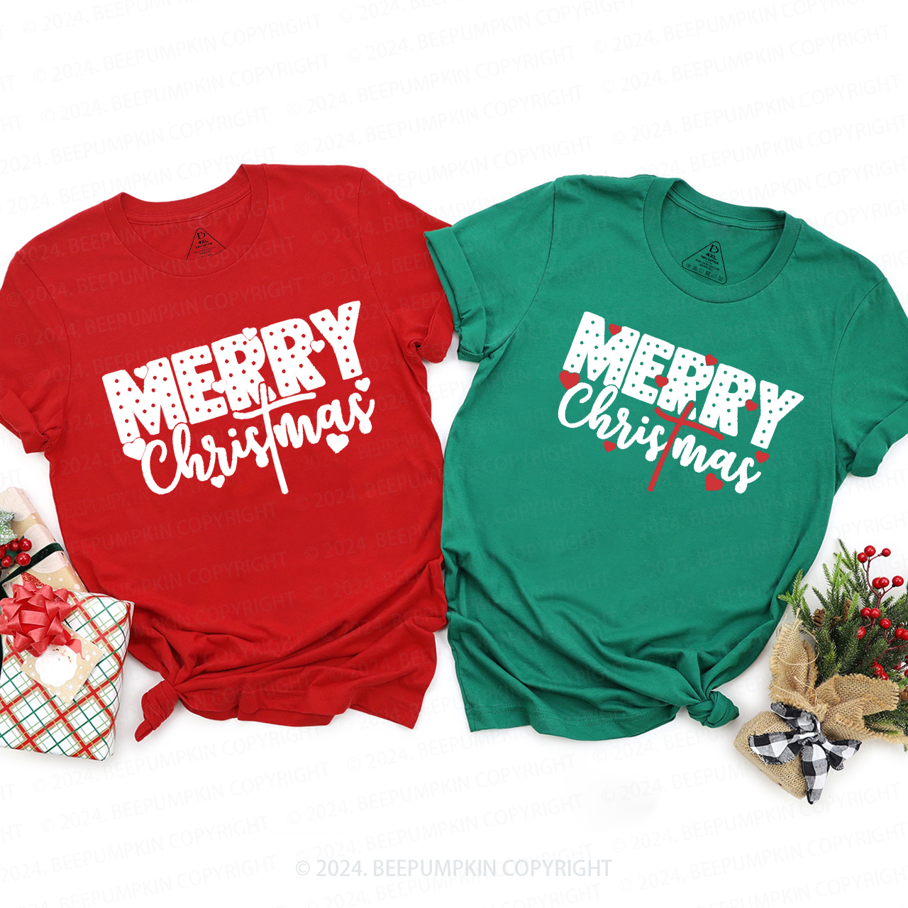 Merry Christmas Heart Matching T-Shirts