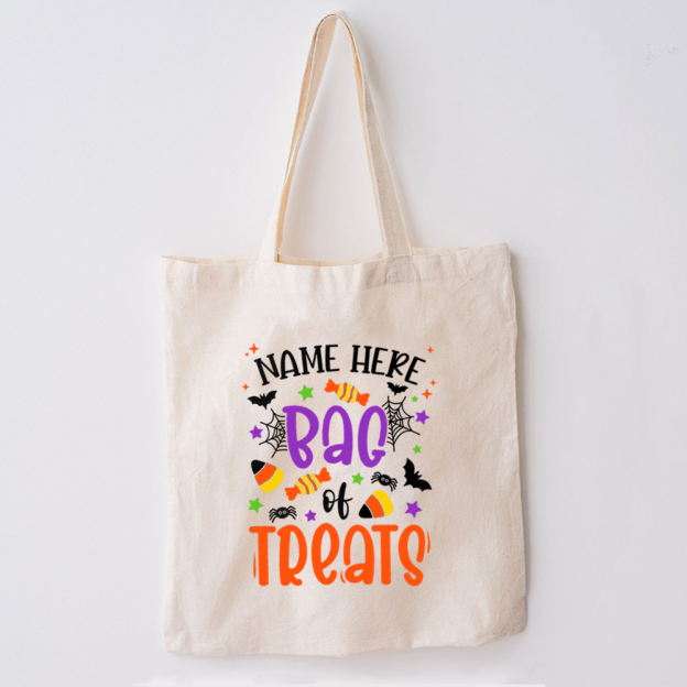 Personalized  Name Treats Halloween Ghost Tote Bag