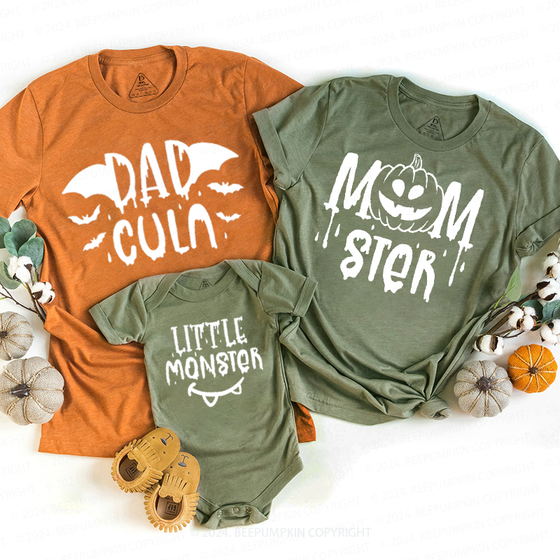 Halloween Momster Dadcula Littler Monster Family Matching Shirts