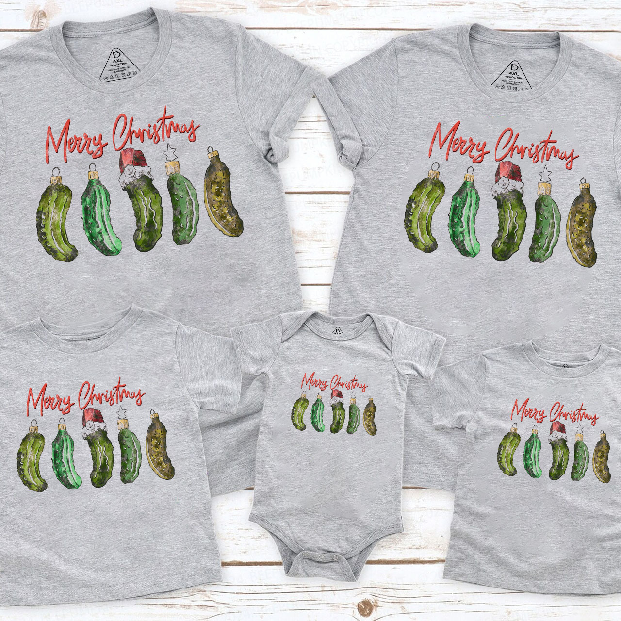 Merry Christmas Pickle Christmas Family Matching T-Shirts