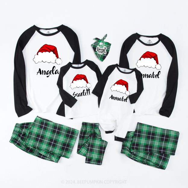 Personalized Christmas Red Crew Hat Family Matching Pajamas