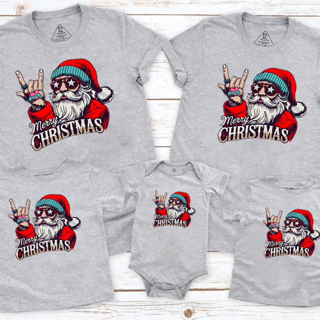 Rock Cool Santa Christmas Family Matching T-Shirts