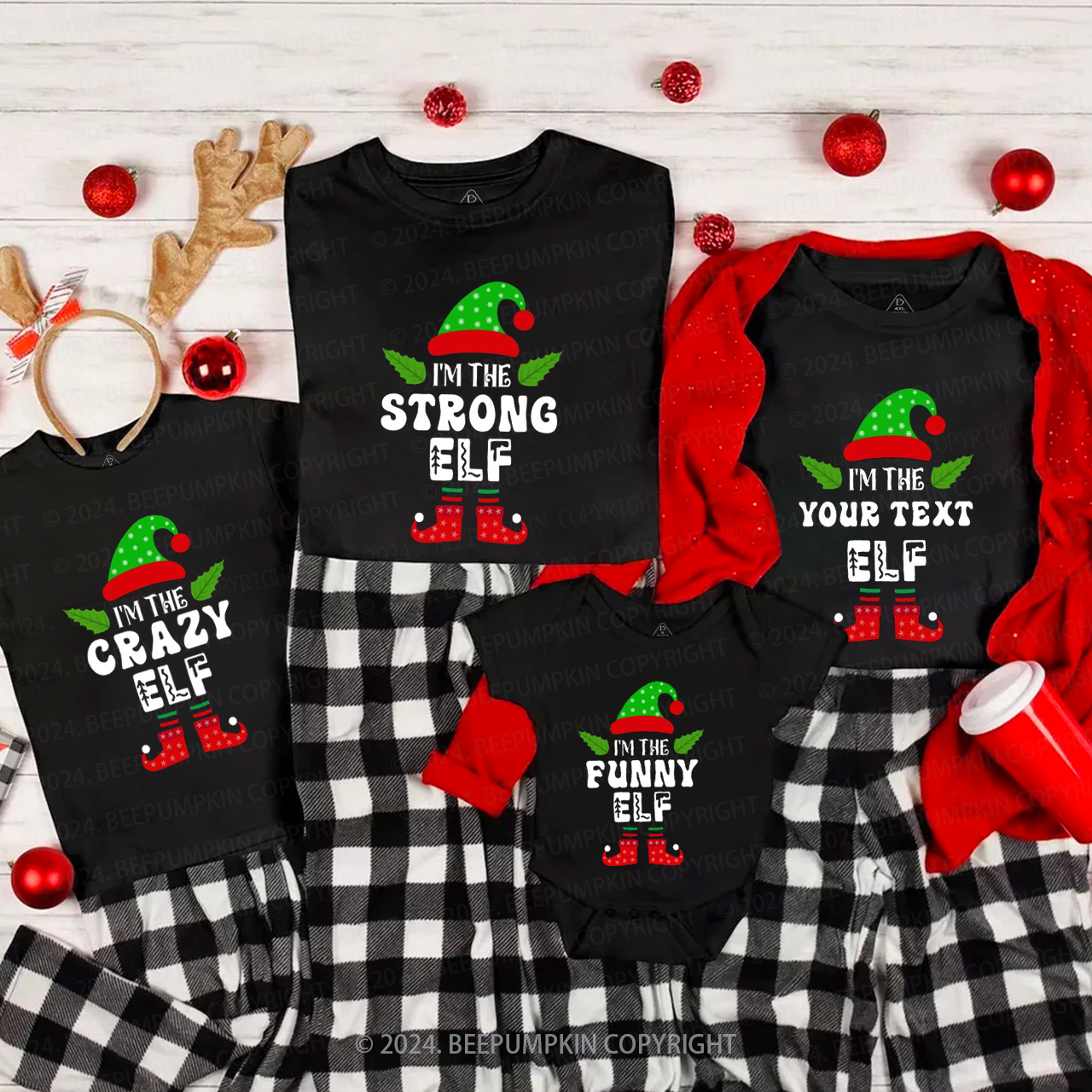 Elf Family Christmas Family Matching T-Shirts Beepumpkin