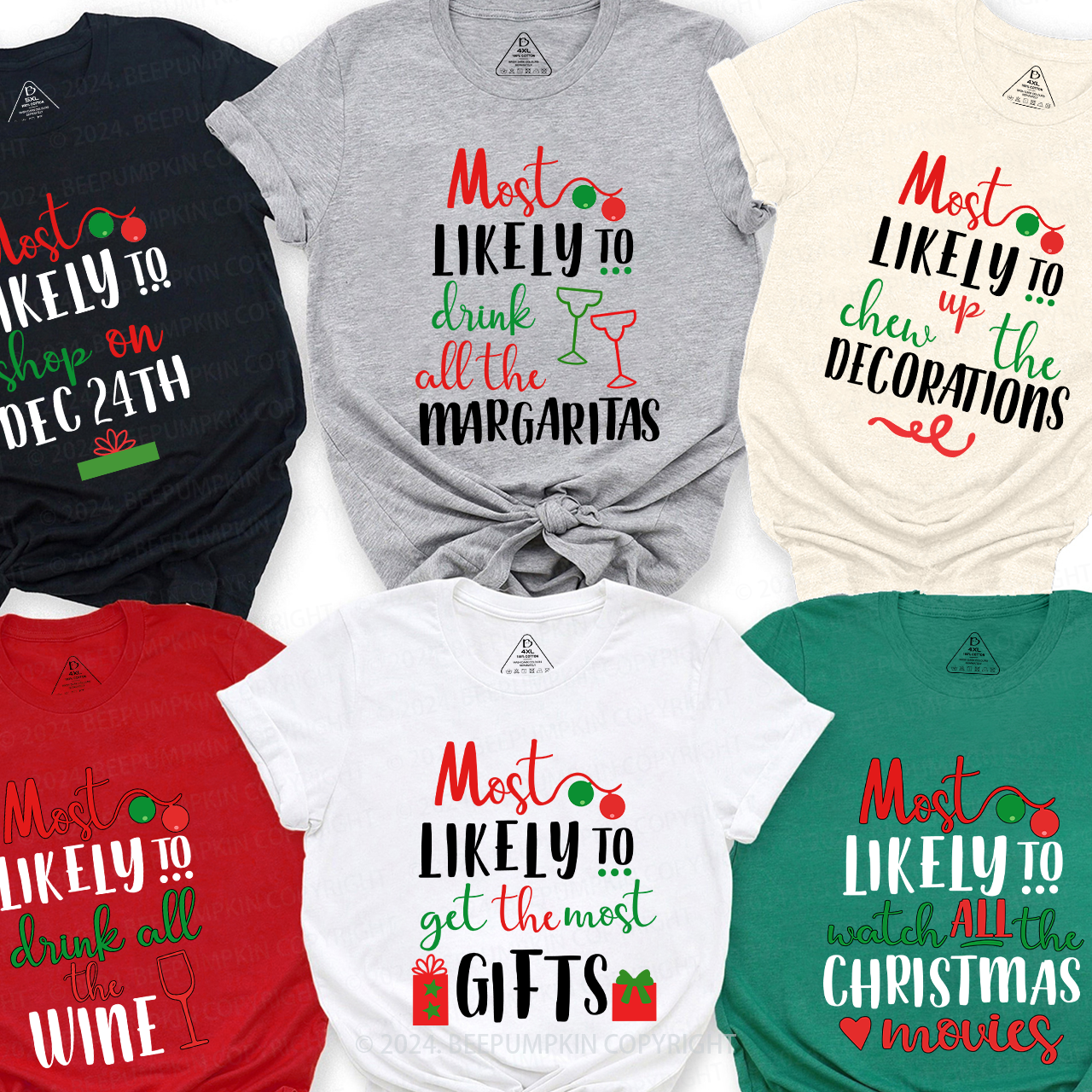 Personalized Most Likely To Christmas Funny Matching Group Tees Beepumpkin