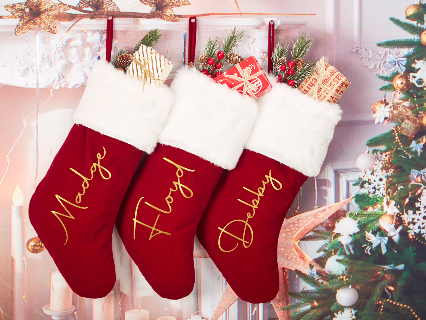 Personalized Name Red Christmas Stockings