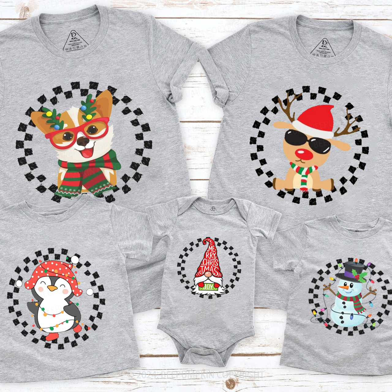 Personalized Christmas Family Matching T-Shirts Beepumpkin
