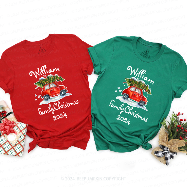 Personalized Christmas Car Family Matching Shirt