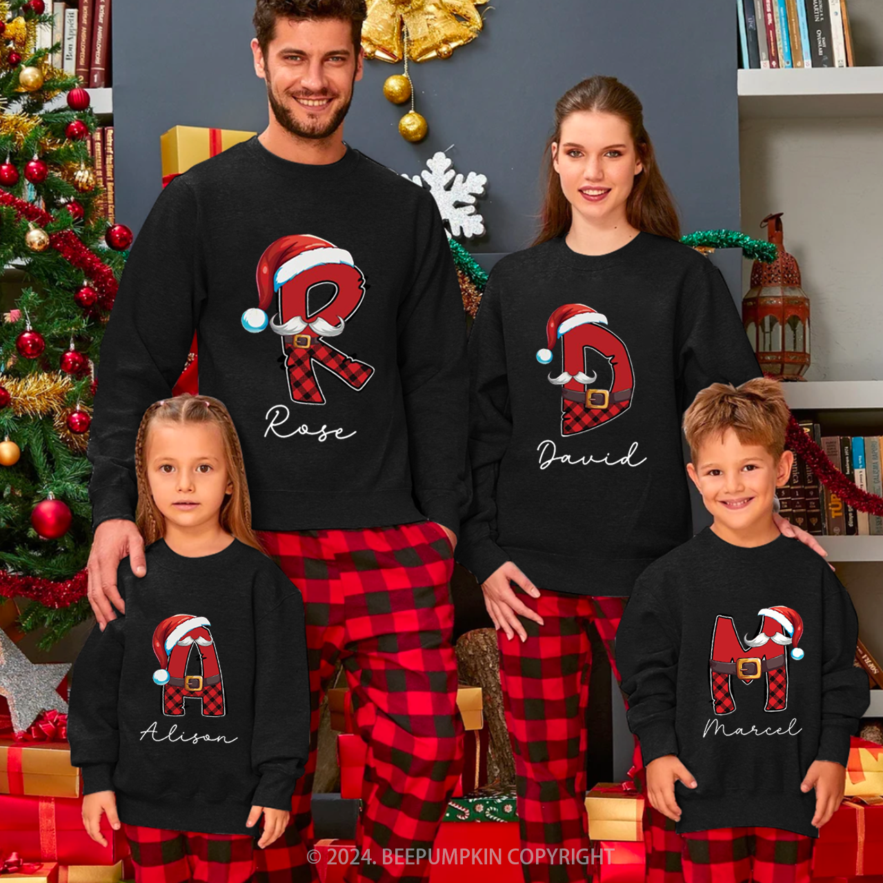Monogrammed Christmas Family Sweatshirt Beepumpkin