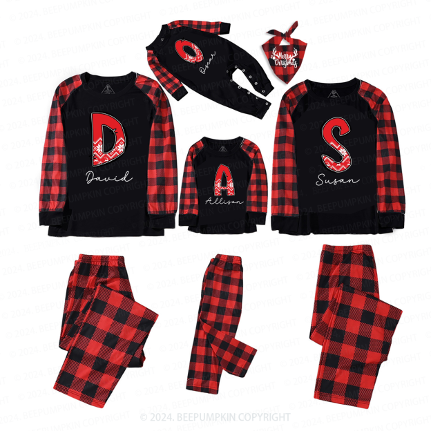 Personalized Plaid Monogrammed Family Matching Pajamas Beepumpkin