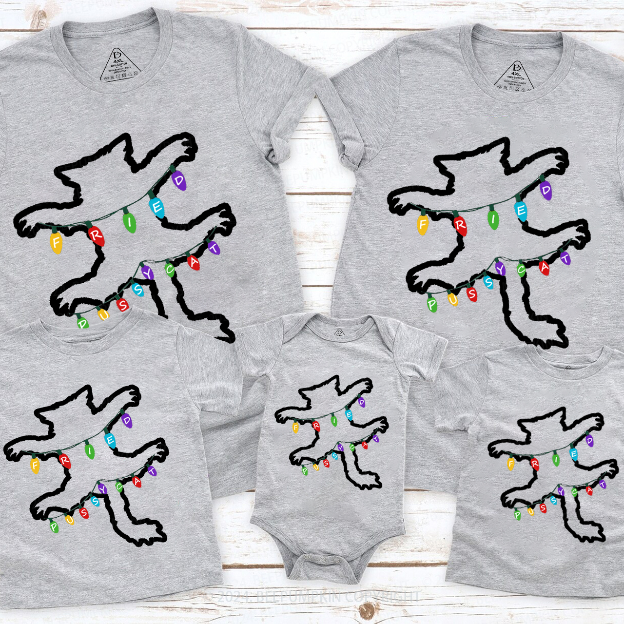 Christmas Vacation Fried Pussycat Family Matching T-Shirts Beepumpkin