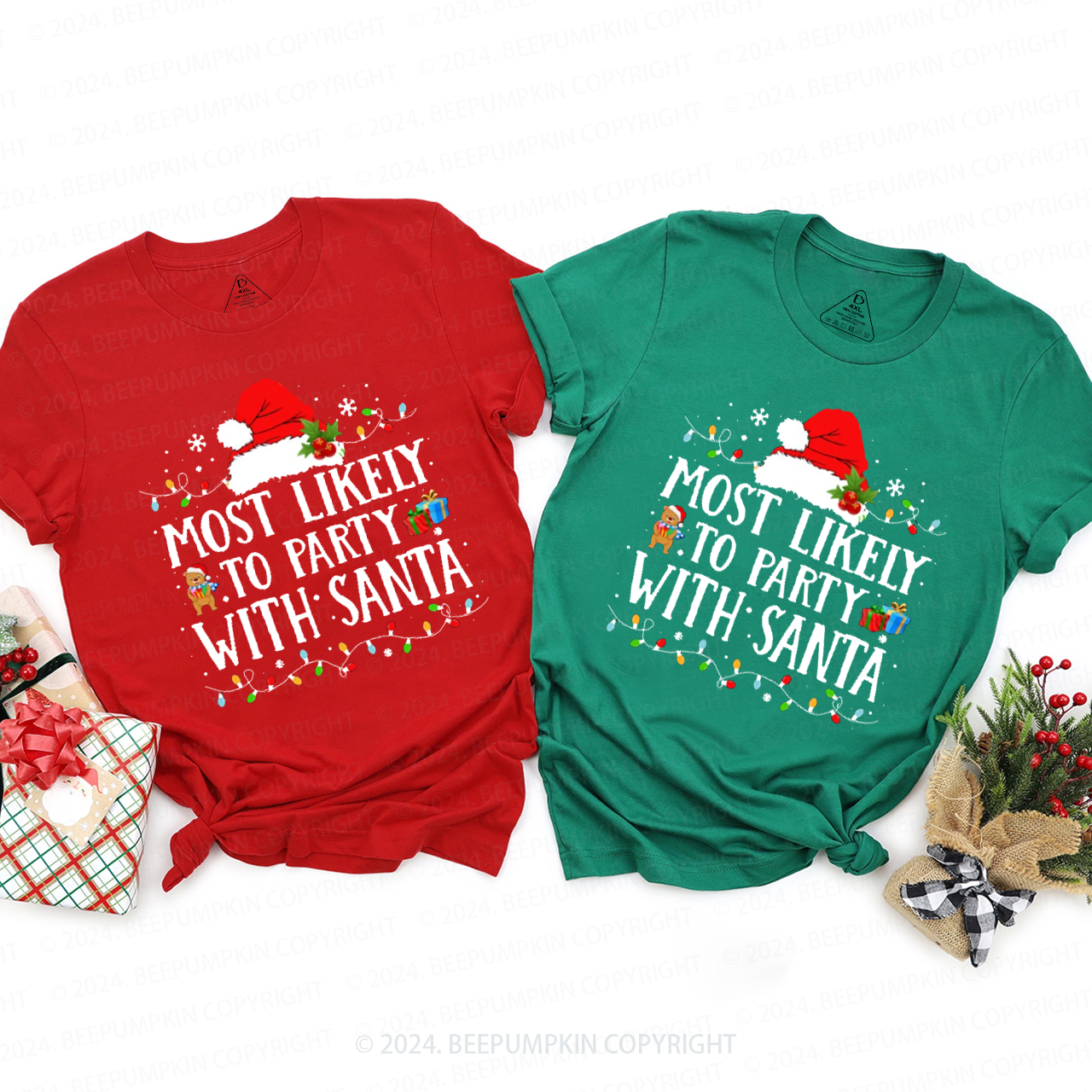 Most Likely Christmas Santa Hat Family Matching T-Shirts Beepumpkin