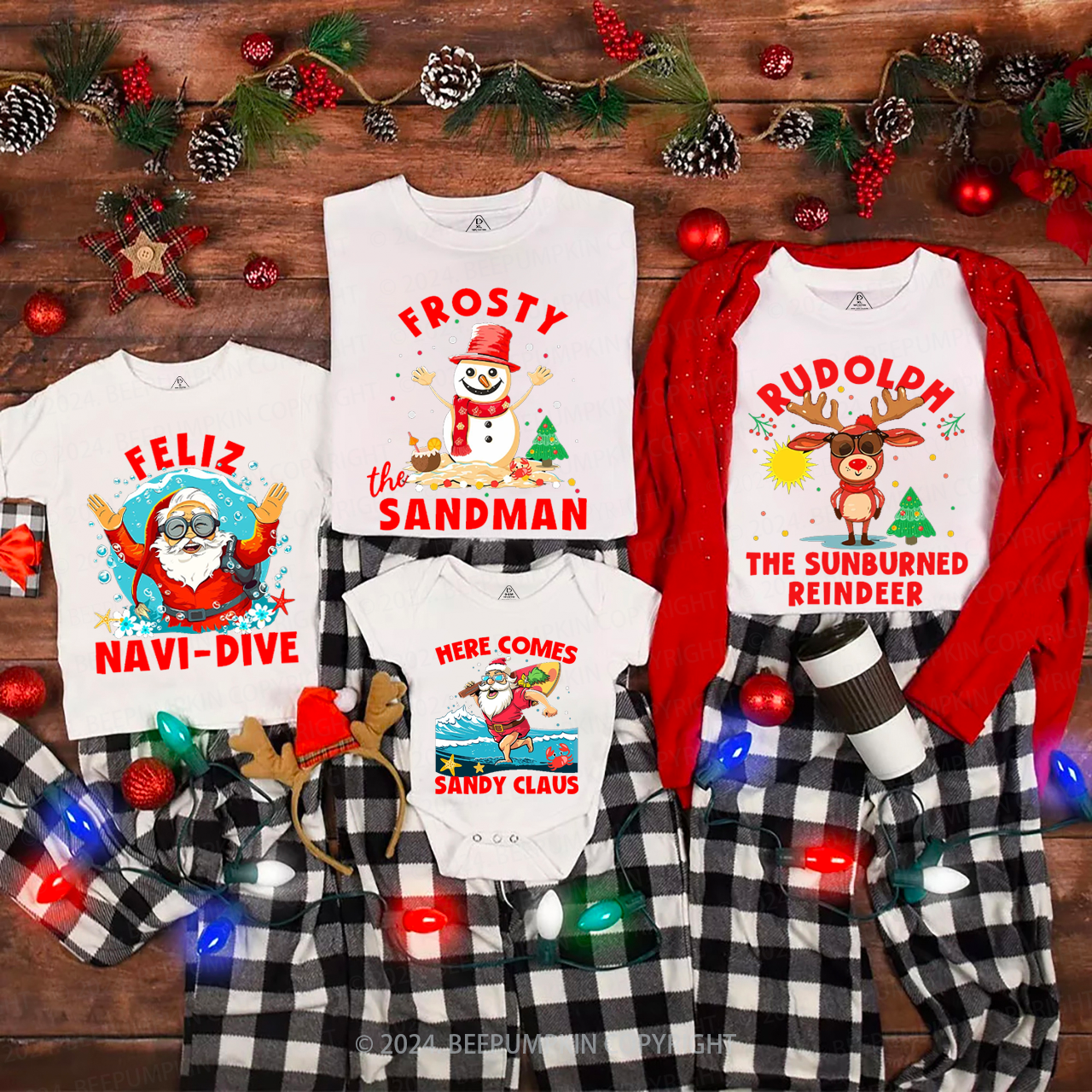 Beach Family Christmas Matching T-Shirts Beepumpkin