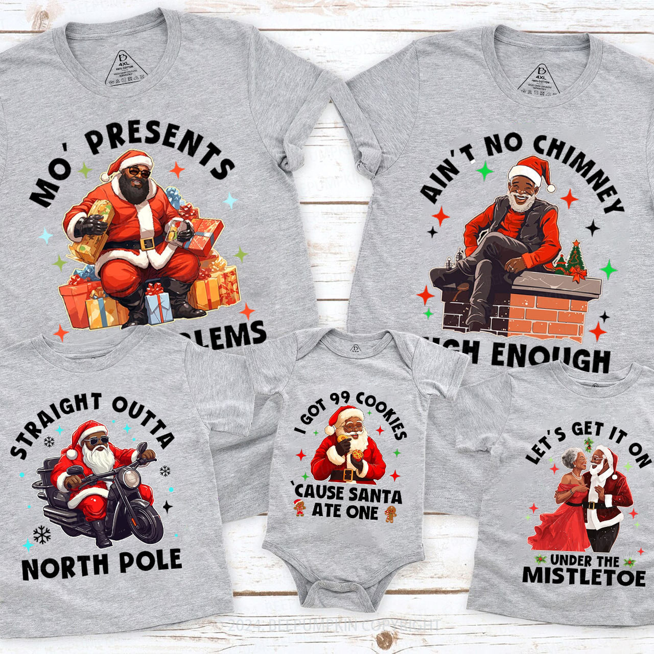Black Santa Family Matching T-Shirts Beepumpkin
