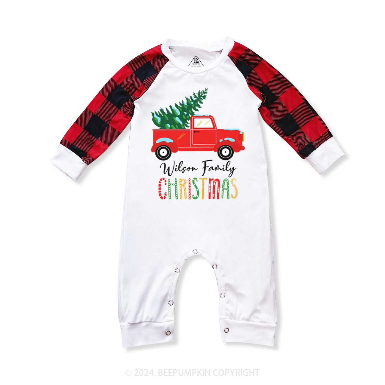 Personalized  Red Truck And Christmas Tree Matching Pajamas Beepumpkin