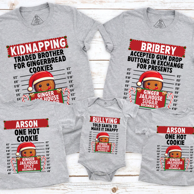 Personalized Gingerbread North Pole Correctional Christmas Matching T-Shirts Beepumpkin