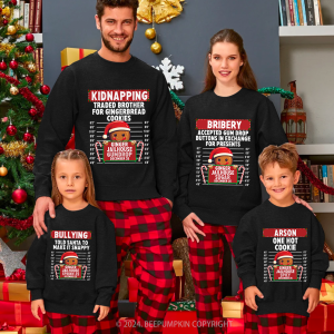 Image of Personalized Gingerbread North Pole Correctional Family Matching Sweatshirts Beepumpkin