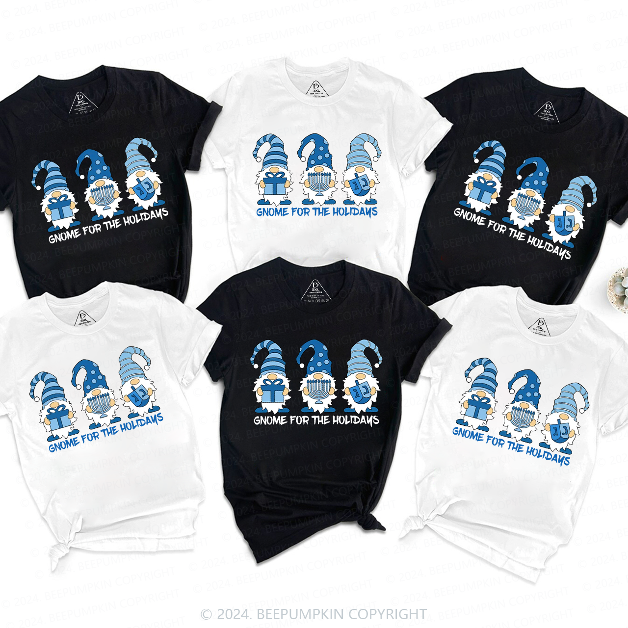 Threes Gnomes For The Holidays For Hanukkah Family T-Shirts Beepumpkin