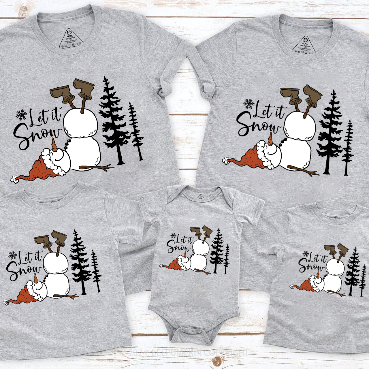 Let It Snow Christmas Matching T-Shirts Beepumpkin