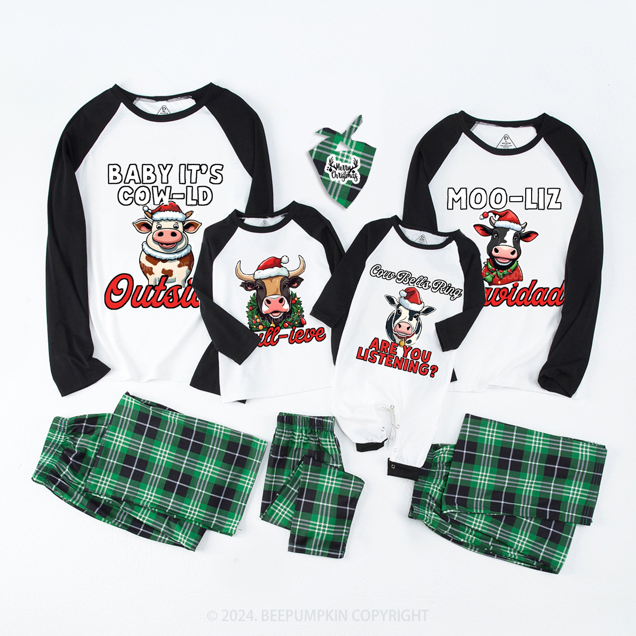 Personalized Christmas Cow Family Matching Pajama Set Beepumpkin