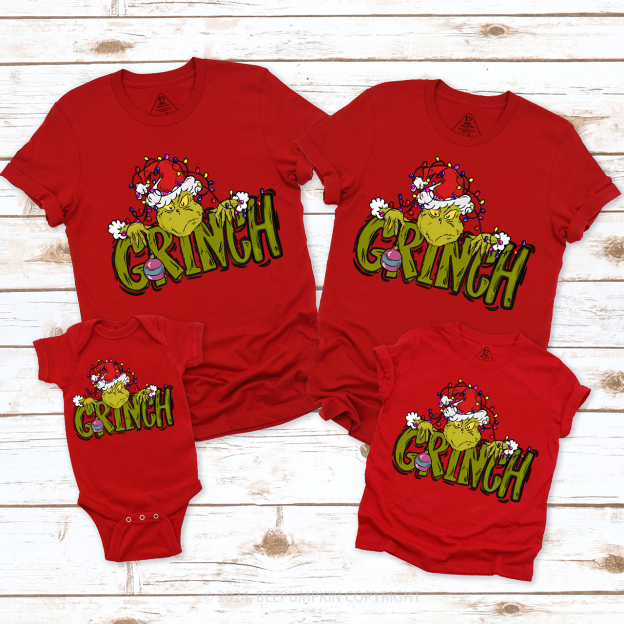 Retro Clipart Holiday Lights Family Matching T-Shirts
