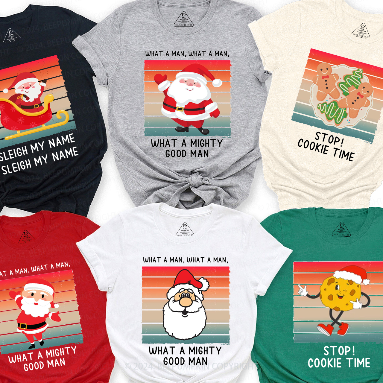 Cartoon Snowman Elk Cookies Christmas Family Matching T-Shirts Beepumpkin