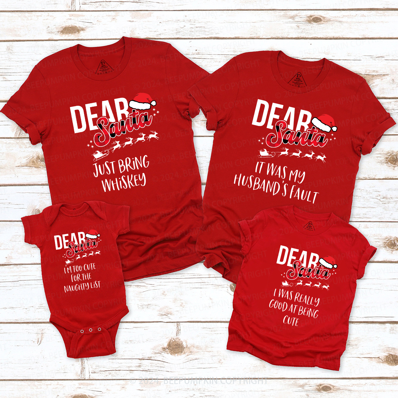 Dear Santa Elk Sleigh Family Matching T-Shirts Beepumpkin