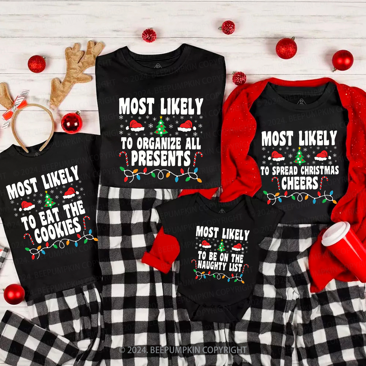 Most Likely To Light Tree Family Matching T-Shirts Beepumpkin