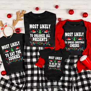 Image of Most Likely To Light Tree Family Matching T-Shirts Beepumpkin