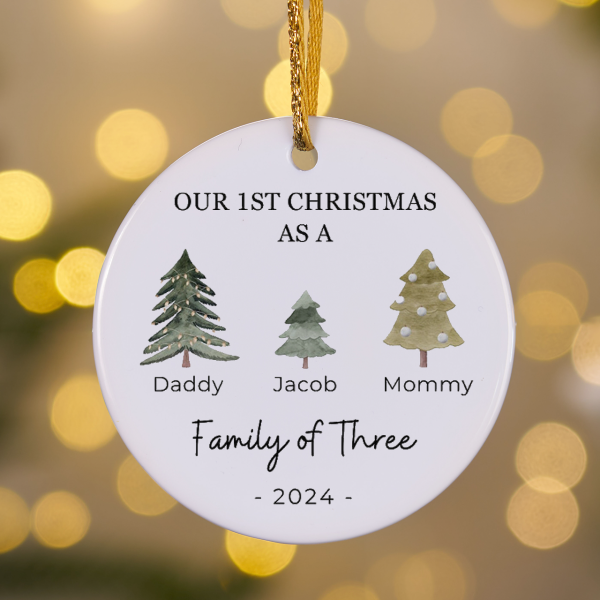 Image of Personalized Family of Three Christmas Gift Ornament