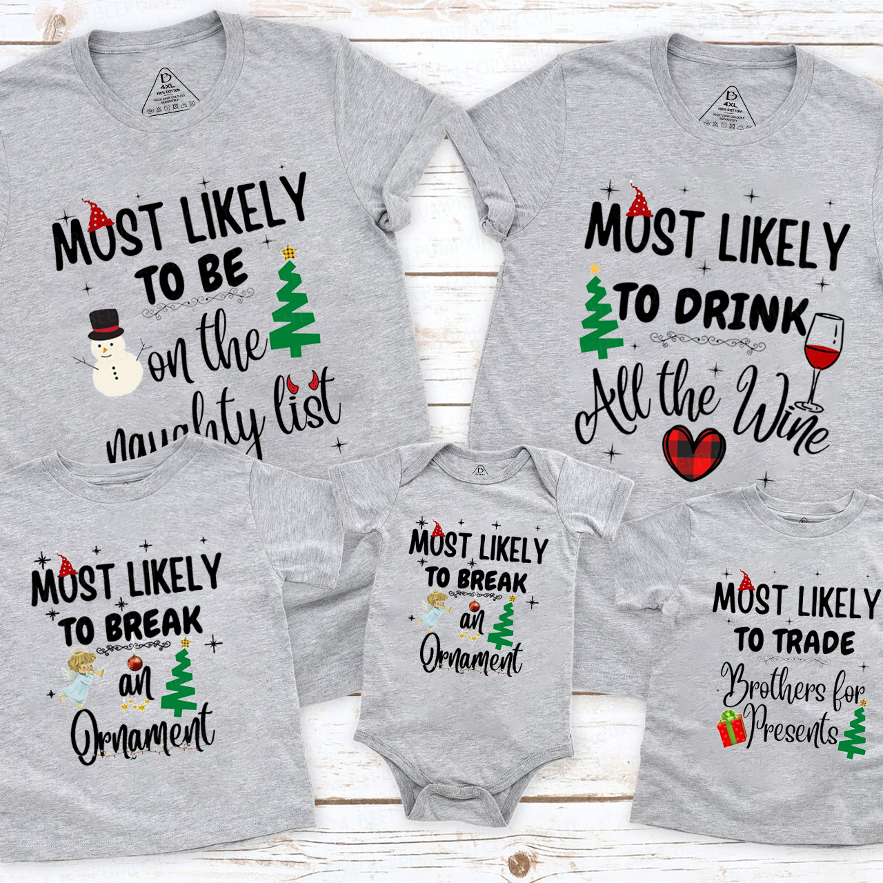 Christmas Elements Most Likely To Family Group Family Matching T-Shirts Beepumpkin