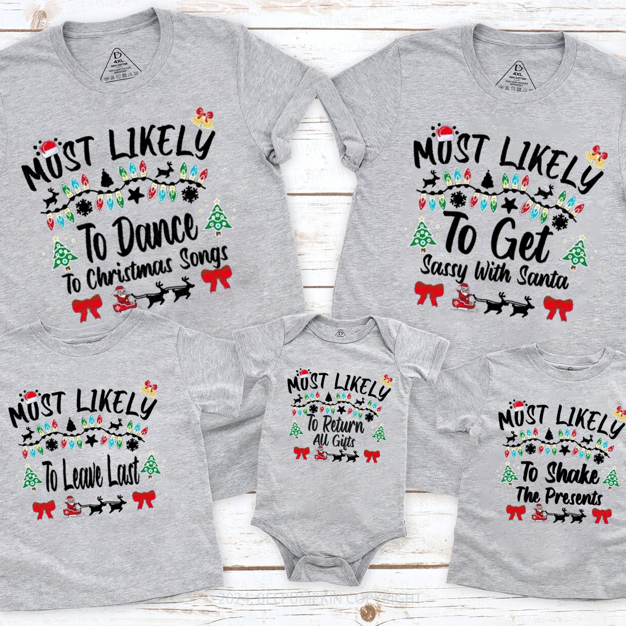 Personalized 200 Most Likely Christmas Family Matching T-Shirts Beepumpkin