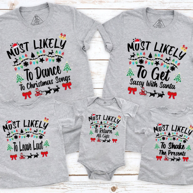Personalized 200 Most Likely Christmas Family Matching T-Shirts Beepumpkin