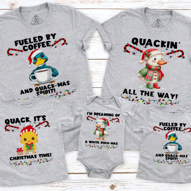 Personalized Christmas Ducks Family Matching T-Shirts Beepumpkin