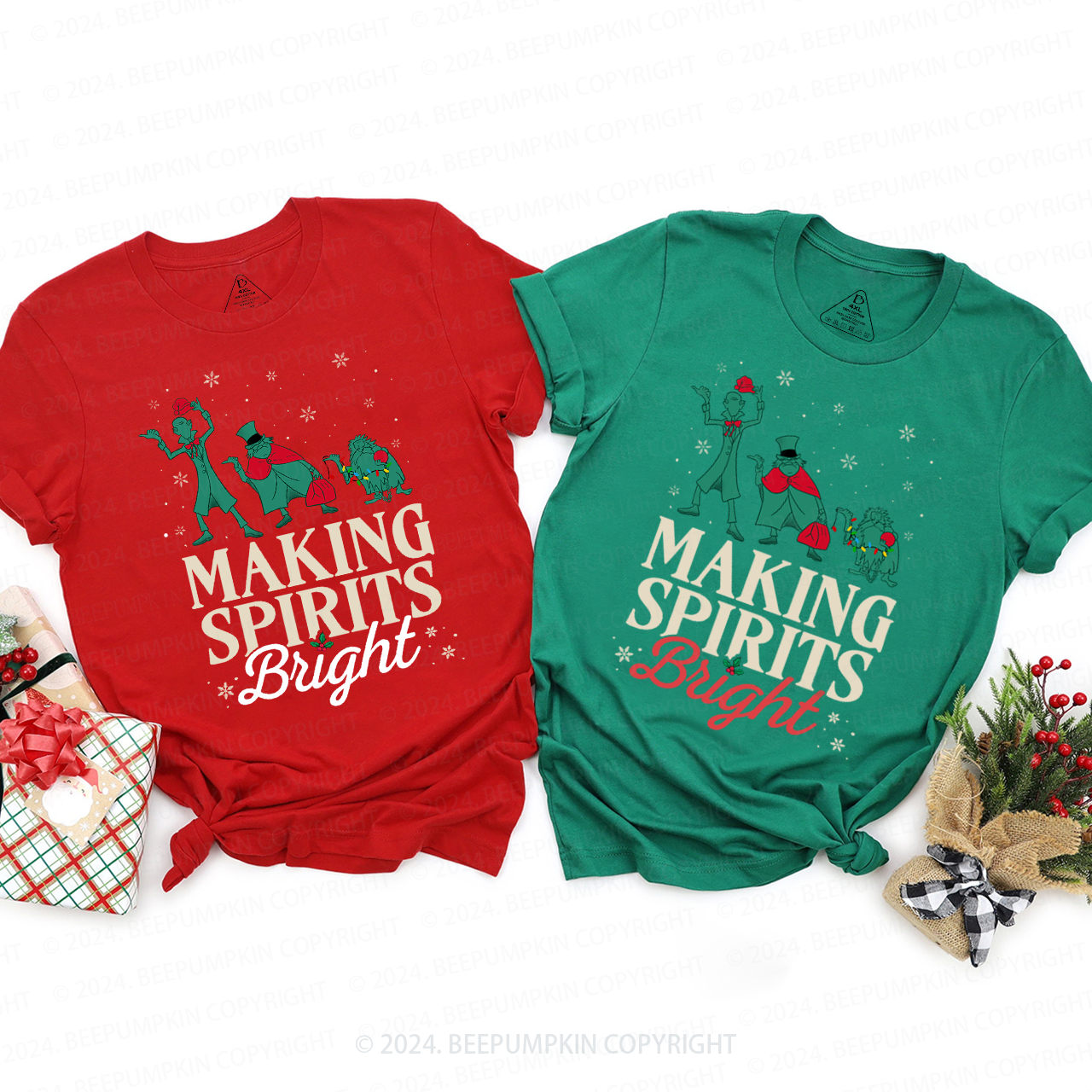 Making Spirits Bright Christmas Tree Family Matching T-Shirts Beepumpkin